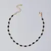 Tornozeleira de Contas Longas de Vidro Artístico Elegante de Moda com Espaçador Espinhoso Retrô Preto Estilo Francês Feita à Mão