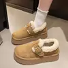 Botas de Neve com Solado Grosso e Forro de Pelúcia para Mulheres 2026 Novo Estilo Quente Inverno Mais Veludo Totalmente Fechado Estilo Birkenstock Sapatos de Algodão com Pelo para Mulheres