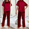 Nuevo Conjunto de Pijama para Mujer Más Vendido, Color Sólido, Pijama Suave y Cómodo para Mujer con Pantalón de Pijama, Conjunto de Dos Piezas, Talla Estándar Europea