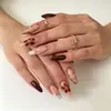 Arte de Uñas Francesas Negras Transfronterizas Europeas y Americanas de Venta Caliente Piezas de Uñas para Usar Avanzado Línea Dorada Almendra Pegamento para Uñas Piezas de Uñas