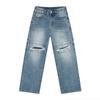 Mtlclothes Ropa para Hombre 2024 Verano Nuevo Producto Azul Diseño de Agujeros Dobles en la Rodilla Pantalones Vaqueros Casuales para Hombre