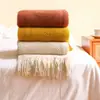 Manta de Punto Acrílico de Color Sólido 2026 Chal para Aire Acondicionado de Dormitorio Manta para Siesta Manta Decorativa Casual para el Pie de la Cama