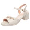 Uma geração de sandálias de couro macio para mães, sapatos de verão femininos, salto com fivela, combina com saia, moda Joker, sapatos femininos