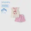 [Preço de Liquidação] Conjunto de Verão para Meninas 2026 Novo Estilo Conjunto de Duas Peças Manga Curta para Bebês Roupa de Verão Estilosa para Crianças Pequenas Roupas Infantis