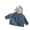 Estilo Coreano Ins Meninos e Meninas Moda Outono e Inverno Jaqueta Nova Estilo Coreano Infantil Bonita com Capuz e Bolsos Jaqueta Jeans