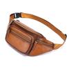 Bolso de Pecho para Hombre Más Vendido Transfronterizo, Bolso de Cintura de Cuero Genuino Lavado de Color Moderno, Bolso de Hombro Portátil para Deportes al Aire Libre, Mochila Pequeña a la Moda
