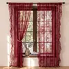Cortina de Renda Pastoral Francesa Sala de Estar Quarto Varanda Janela de Canto Tela de Janela Semi-Transparente Cortina de Janela Transfronteiriça Franzida