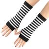 Guantes cortos de rayas de manga larga de punto con protección solar, manga cóncava para el brazo, manga de muñeca resistente al viento oscura, borde cruzado para cosplay infantil