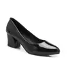 Zapatos de tacón grueso de primavera talla grande 40-48 tacón medio zapatos de mujer punta zapato de cuero patentado PU cuero PU comercio exterior transfronterizo