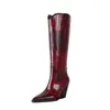 2026 Todas las Estaciones Nuevo Retro Punta Fina Patrón de Piedra Tacón Grueso Punta Fina Simple Botas de Tacón Alto Moda Comercio Exterior En Stock