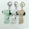 Llavero de Perro de Cuero Genuino Colgante para Coche Colgante Personalizado de Snoopy para Bolso Colgante de Dibujos Animados para Hombres y Mujeres Colgante de Cuero PU