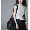 Blusa de Tricô Verão Slimming com Gola Meia-Alta, Renda de Alta Elasticidade, Listrada em Costela, Manga Raglã, Acinturada para Mulheres