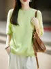 Nuevo Suéter de Punto para Mujer Otoño e Invierno Cuello Redondo Sin Costuras Una Pieza Mezcla de Cachemir y Lana Manga Tres Cuartos Base Cepillada