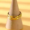 Anillo Geométrico Irregular de Acero Inoxidable Transfronterizo para Mujer, Anillo Abierto Chapado en Oro, Anillo Cruzado Personalizado que No se Desvanece