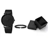 Set de Relojes para Hombre Transfronterizo Venta al por Mayor Reloj con Correa de Malla Hombres Reloj de Aleación Ultradelgado con Perlas Set de Relojes para Hombre Reloj de Cuarzo