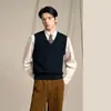Suéter Tejido Chaleco Melard para Hombre Estilo Universitario Cardigan sin Mangas Suéter de Otoño e Invierno Venta al por Mayor de Fábrica Transfronteriza