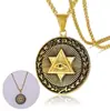 Colgante Ojo de Dios de Aleación Dorada para Hombre Estilo Europeo y Americano Colgante Medalla Redonda Venta Directa de Fábrica Moda para Viajes Diarios