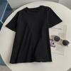 Versión Simple con Cintura con Cordón Camiseta de Manga Corta para Mujer, Estilo Coreano, Rejuvenecedora, Holgada, Casual, Top Versátil de Moda, Camiseta de Color Sólido