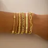Pulseira Larga Retro Nova Transfronteiriça da Amazon Simples Geométrica Abertura Contas Redondas Dourado Brilhante Pulseira Conjunto de Pulseiras