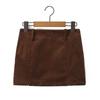 6574-24 Otoño Nuevo Traje Sexy de Pana Marrón Retro Francés Falda de Cadera Falda Casual