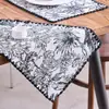 Tapete de Mesa de Tecido Yimanqi Yun Jacquard Preto Bordado Leopardo da Selva Estilo Palaciano Decoração de Mesa Tapete de Isolamento Térmico