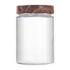 Pote de Vidro Transparente Selado com Tampa de Madeira com Textura de Grão, Pote de Armazenamento para Cozinha, Pote para Conservas, Pote para Armazenamento de Alimentos Enlatados, Pote para Armazenamento de Grãos, Pote Mason