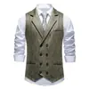 Chaleco para Hombre 2026 Otoño/Invierno Chaleco de Traje Estampado de Gamuza para Hombre Chaleco Retro de Solapa Doble