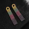 Pendientes de Borla Larga con Pedrería de Temperamento para Mujer, Boda, Actuación, Escenario, Gradiente Multicolor, Pendientes Adelgazantes Pendientes E775