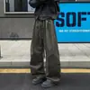 En stock 2026 nuevo modelo pantalones cargo plisados de retazos retro para jóvenes pantalones casuales para hombre holgados talla grande