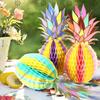 Bola de panal de piña en stock, muy vendida, decoración hawaiana para fiestas navideñas de verano con forma de panal de calabaza y piña bronceada.
