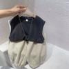 Conjunto de Colete Sem Mangas para Bebê Verão 2025 Novo Menino Bonito e Estiloso Conjunto de Duas Peças para Crianças