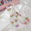 Ins principios de primavera flor de tulipán rosa cadena de cuentas para teléfono móvil niña cadena de cuentas colgante para funda de teléfono móvil femenino