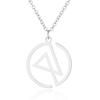 Collar europeo y americano geométrico redondo hueco logo de banda de rock del Parque Lincoln cadena para clavícula de acero inoxidable para mujer