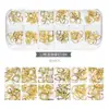 Accesorios para Uñas Tachuelas Metálicas Huecas Estilo Japonés Rhinestones de Colores con Base Plana Caja de Tiras Largas Set Mixto para Uñas Set Completo