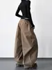Nuevos Pantalones de Traje para Mujer 2025 Estilo Retro Americano Doble Cintura Caqui Scimitar Casual de Gama Alta Sueltos de Pierna Ancha