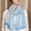 Novo Lenço de Seda Floral Estilo Pastoral Chinês, Lenço Quente Leve e Moderno, Lenço Longo Clássico de Gaze para Pessoas de Meia-Idade e Idosas
