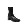Botas Cuadradas Elásticas Versátiles de Otoño e Invierno Uso Transfronterizo Suela Suave Cuadrado Silencioso Adelgazantes Retro Cremallera Trasera Botas de Moda para Mujer