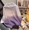 2025 Transfronterizo Nuevo Estilo Caliente de Amazon Cardigan de Punto con Cremallera Degradada Chaqueta Suéter Suave Cera Holgada Otoño e Invierno
