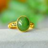 Anillo de jade hetiano con incrustaciones de cobre, anillo de jade natural con estampado de corazón a corazón, joyería para mujer, suministro en vivo al por mayor