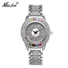 Relojes MISSFOX, Amazon AliExpress, diamantes de colores, resistente al agua, de alta gama, informales, con correa de acero, reloj para mujer, venta directa de fábrica.