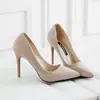 Sandalias de Tacón Alto para Mujer, Punta Baja, Verano 2026, Punta Fina Stiletto, Gamuza Sexy, Tacones Altos de Comercio Exterior Transfronterizo
