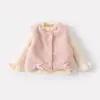 Suéter simple de invierno, chaleco acolchado y pantalones acampanados de mezclilla con forro polar para bebés y niños pequeños - un conjunto de tres piezas para niñas