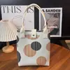 Bolsa de Tricô Listrada Colorida da Moda, Bolsa de Mão Fofa e Macia com Desenho de Menina, Bolsa Tote Portátil para Compras e Compras de Supermercado