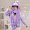 Conjunto de tres piezas de gorro y bufanda para niños y niñas, otoño e invierno, guantes, bebé, lindo, estilo extranjero, cálido, moda, dibujos animados, gorro infantil