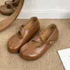 Zapatos de tacón oculto Mary Jane de cuero en el interior para mujer 2026 Nuevos de Primavera Otoño Versátiles Combinan con Faldas Zapatos Pequeños de Cuero Mocasines de Boca Baja