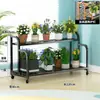 Estante para Flores con Escalones Reforzados, Multicapa, con Ruedas, de Pie, Hierro Forjado, para Uso en Interiores y Exteriores del Hogar, Adecuado para Plantas Verdes y Macetas