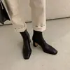 Botas de Mujer Estilo Melamina 2026 Otoño/Invierno Nuevas de Moda Tacón Grueso Estilo Coreano Punta Cuadrada Elásticas Adelgazantes Botas de Tacón Alto Botines