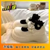 Nuevos Zapatos de Cuero Negros Estilo Francés para Mujer, Aumentan la Altura, Suela Gruesa, para la Primavera 2025, Combinados con Faldas, Zapatos Mary Jane Redondos Retro