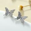 Brincos de borboleta femininos prata cobre banhado platina micro cravejado zircônia popular joias de ouvido fabricantes atacado brincos de animais