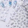 Cyansea Pegatinas para Uñas con Flores de Rosa Blanca Estilo Japonés Estéreo en Relieve Pegatinas para Uñas con Adhesivo Trasero Pegatinas Decorativas